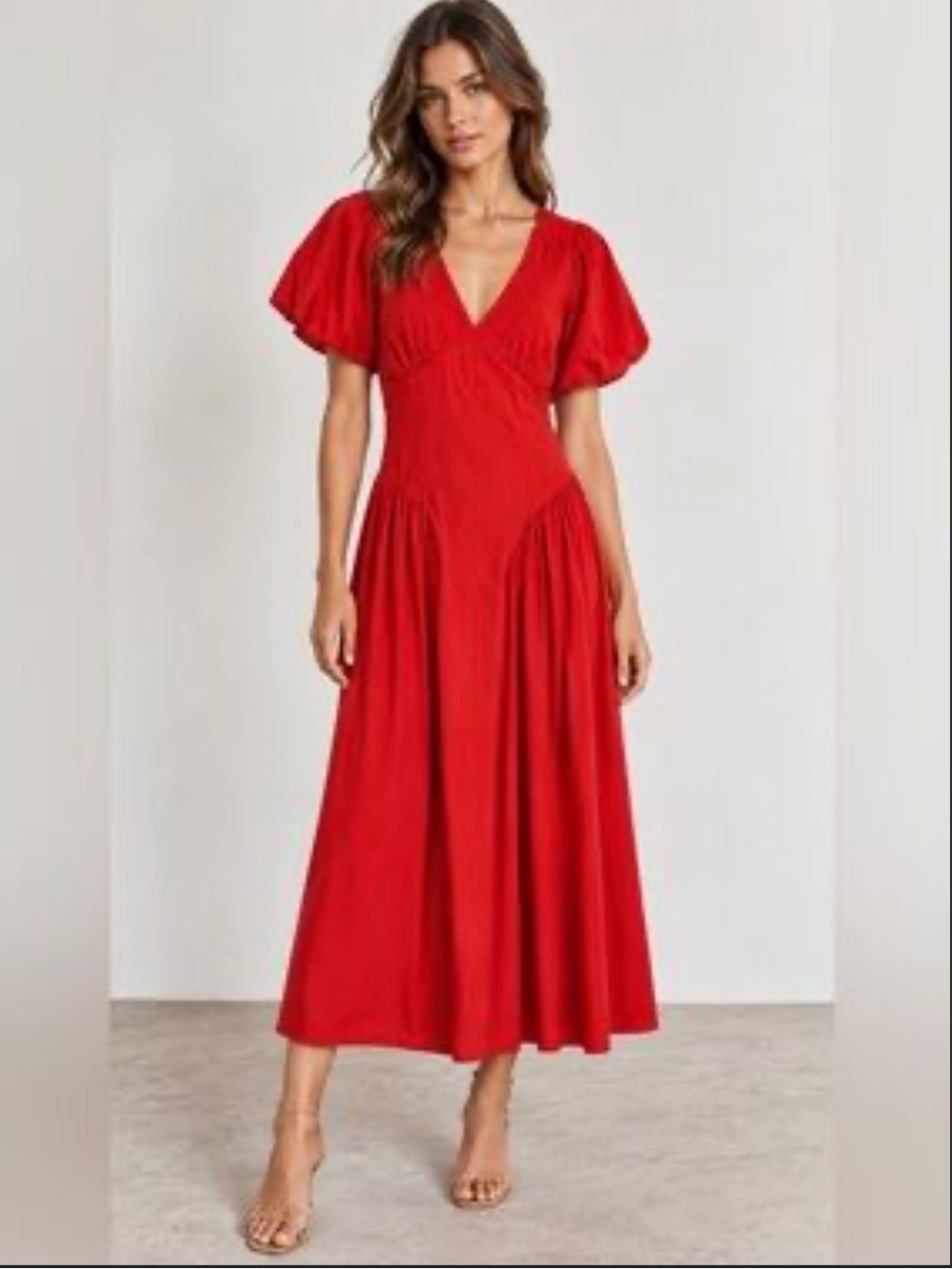Antonio Melani Kiara Red Puff Sleeve A-Line Maxi Dress NWT